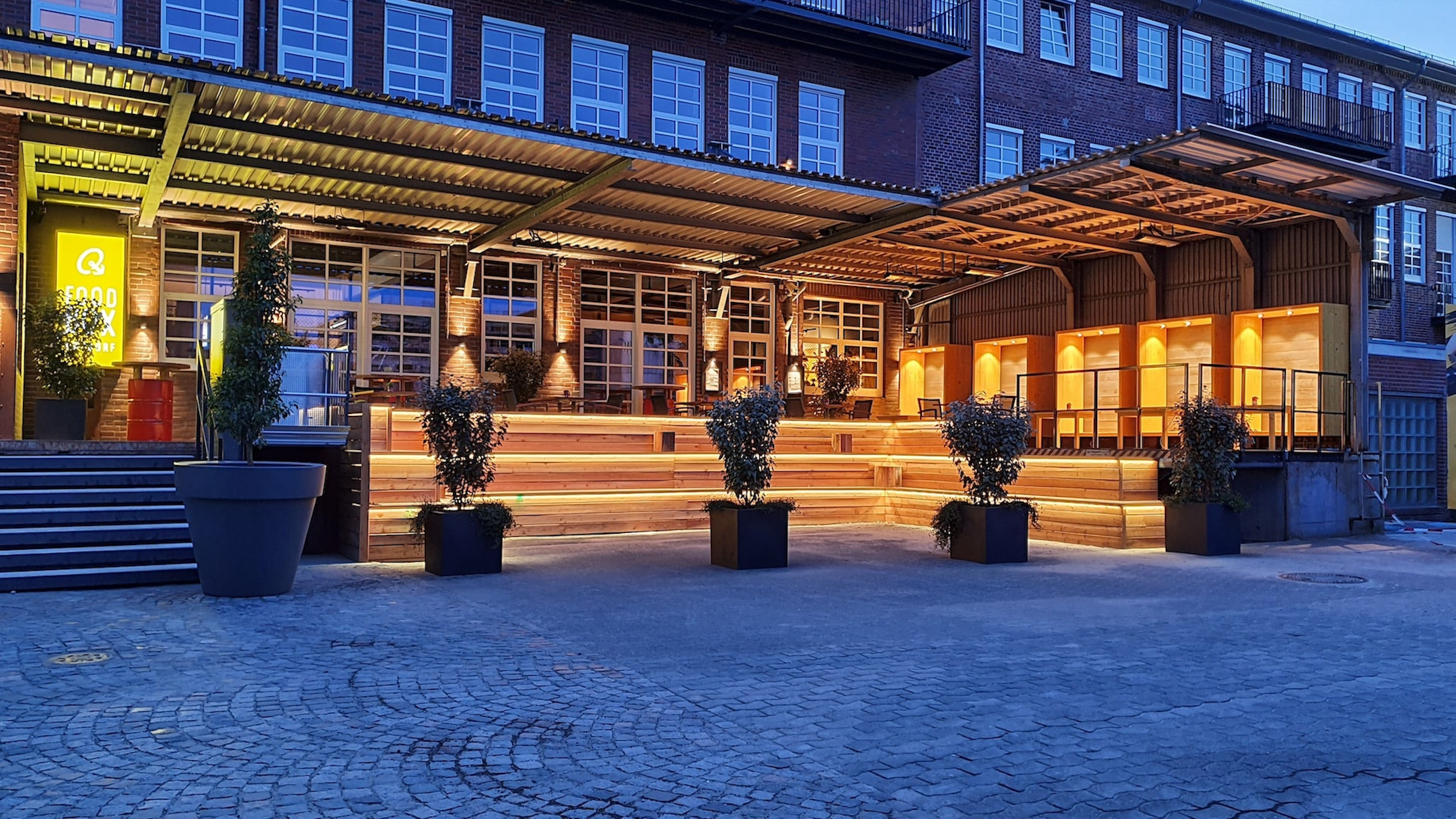 Exterior view of the restaurant Foodbox | unique by ATLANTIC Hotels Bremen The Restaurant Foodbox | unique by ATLANTIC Hotels Bremen