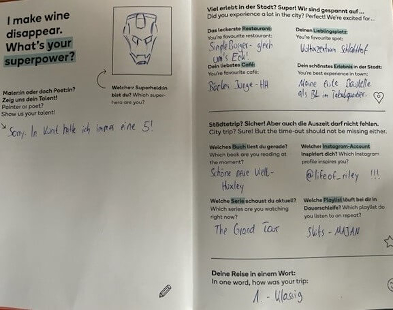 Gästebucheinträge Gästebuch im unique by ATLANTIC Hotels
